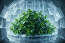 Load image into Gallery viewer, pile of mint leaves with ice cicles inside an igloo 
