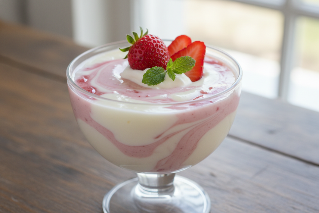 Strawberry and Vanilla pudding swirl