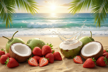 Load image into Gallery viewer, Strawberry Coconut on a beach in a juicy environment
